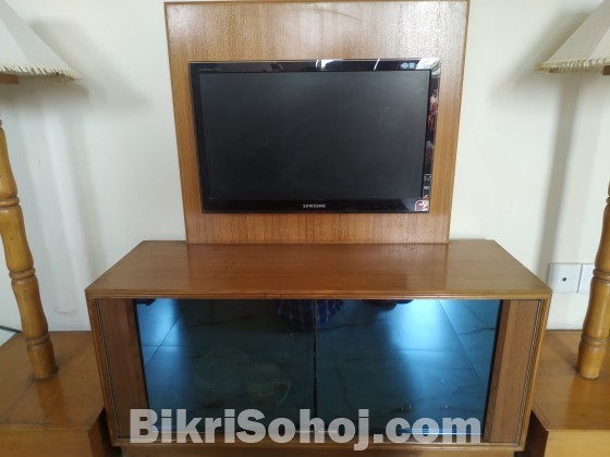 TV cabinet with LED tv & lamp